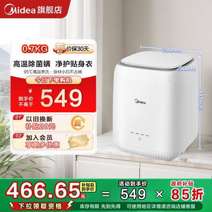 美的家用内衣裤迷你洗衣机高温除菌洗袜子神器全自动洗脱一体机
