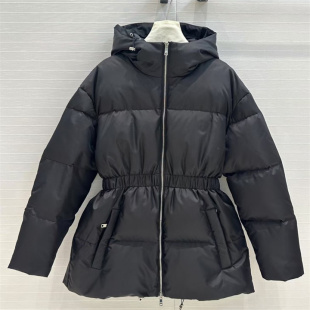羽绒服外套上衣女 再生尼龙系列连帽收腰松紧小蛮腰中长款 韩版 新款