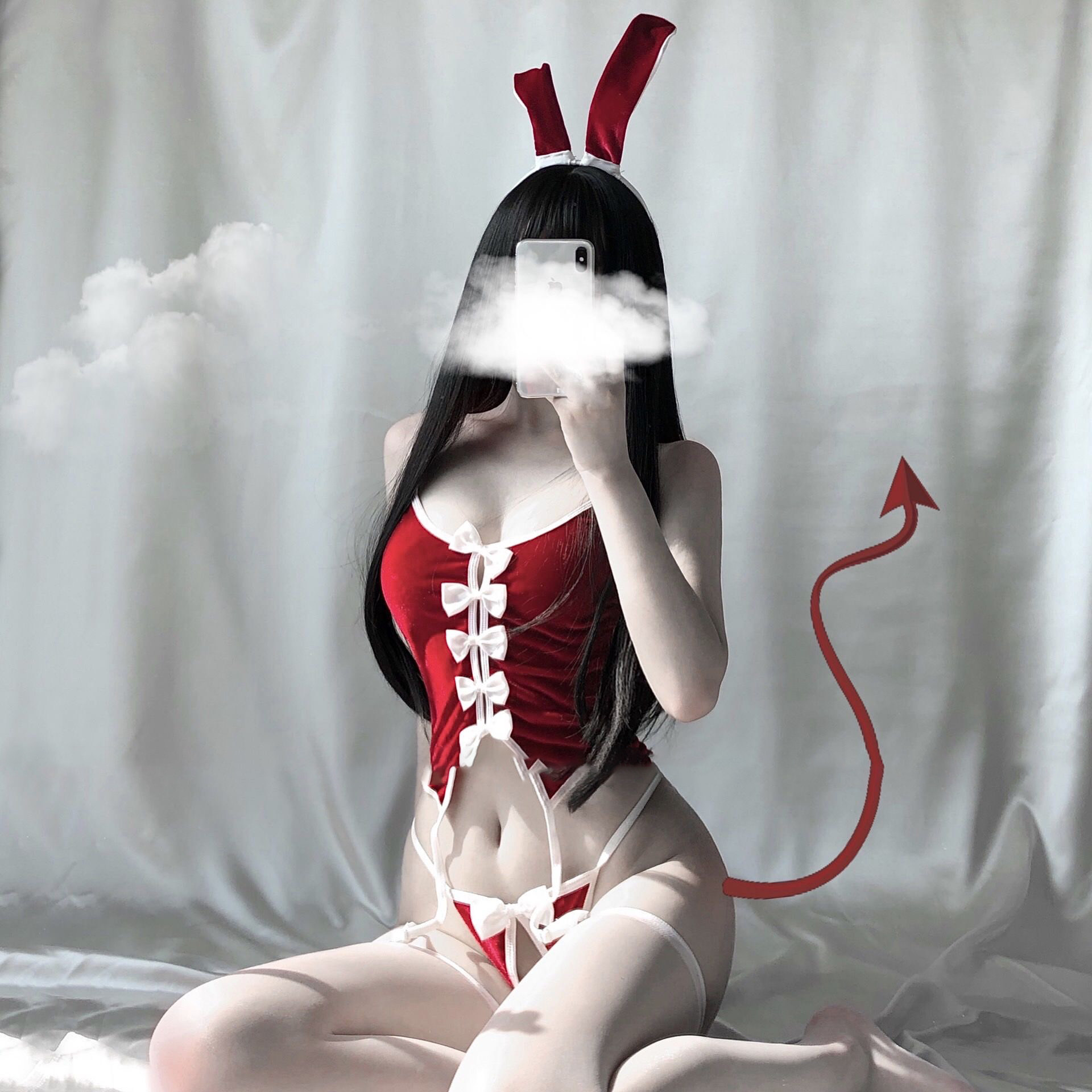 情趣内衣你的蝴蝶结兔女郎连体衣图片