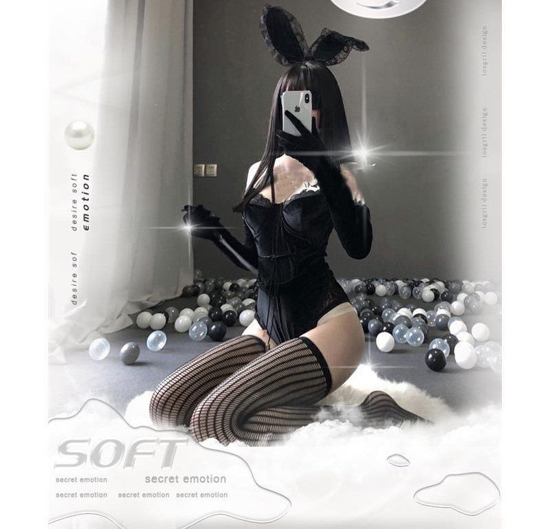 甜心兔女郎性感吊带开裆连体衣