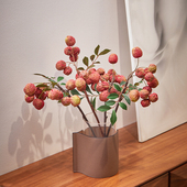 高端送人仿真寓意励志礼品花室内仿生粉红荔枝果树枝假花装 饰摆件