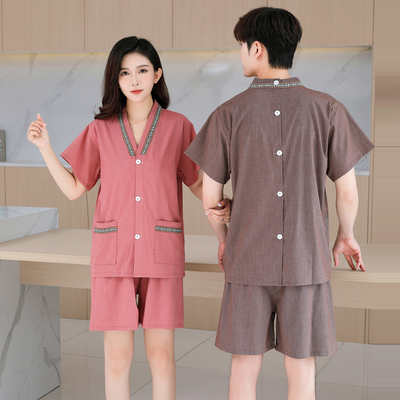 艾灸服前后开衫中医理疗针灸衣服刮痧采耳推拿专用洗浴按摩汗蒸服