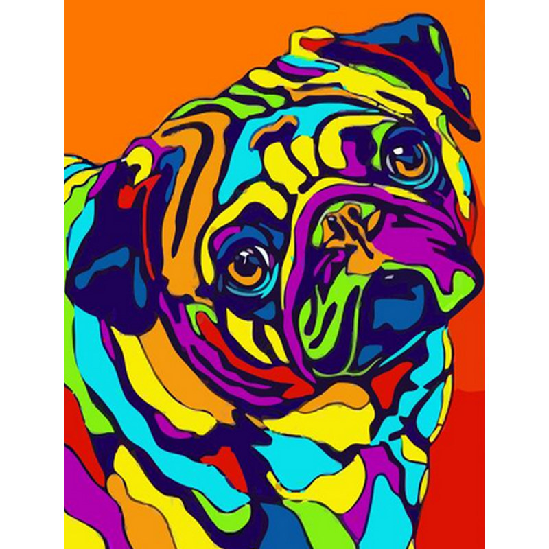 diy数字油画包邮抽象填色油画24小时发货家居饰品彩色狗(十四)