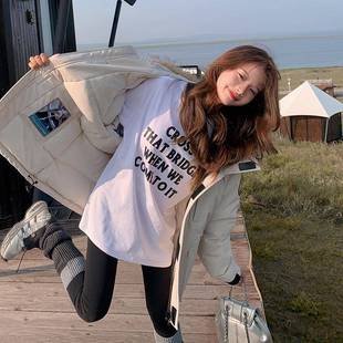 羽绒服女季 C09 新款 卡韩版 888宽松加厚派克 鸭绒短冬款 其色白工装