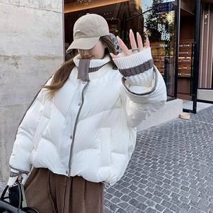 设计白色短款个针织领羽绒服女冬新款韩系小子鸭感绒外ZZB2002白