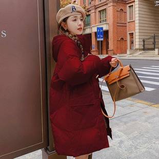 外牛角扣白暖色羽绒服女冬套加厚学生宽松时保鸭绒小C29-Q68个子