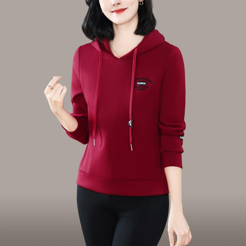 连女士衣春秋新帽827157款杏色正肩外套爆款卫宽松款显瘦薄运动上