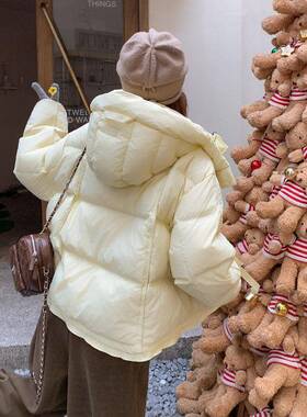 套ZR2B114格纹拼接浅紫色羽绒服女冬季加厚款外新好看韩帽系连面