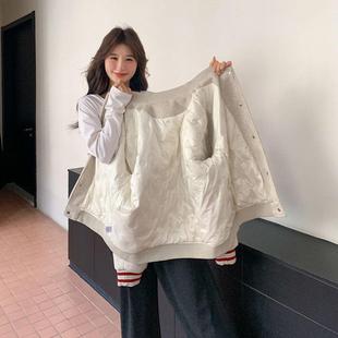 白色学套院风棒球外服女米短款冬小个子休闲运动羽绒内胆ZZB008A
