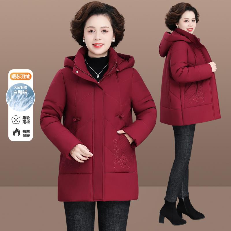 中年妈妈羽绒服秋冬款气高贵中老年中棉服大8426007码加厚长洋款