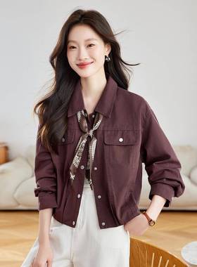 尚长袖装MZ68888-外套女秋新款女装时显瘦工夹上衣配丝巾克