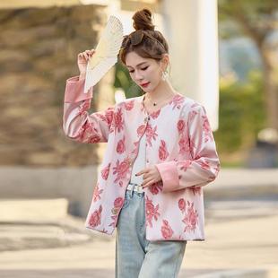 气质女短款 新ZYA8515J中式 女高级提感撞色年花拼袖 接春装 外套 新款