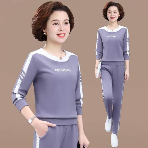 妈妈衣运动装春装新款休闲卫衣中老两年女76171801装春套秋洋气上