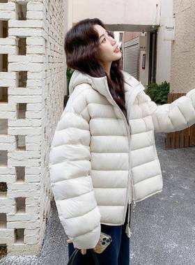 白色泡暖芙排骨羽绒服外女短款帽冬季韩系c182-Y09连轻薄保白鸭绒