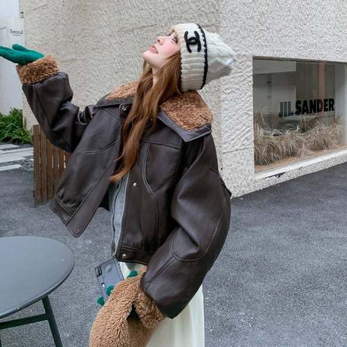 拼新款羊毛接B297-187皮羽羔绒绒