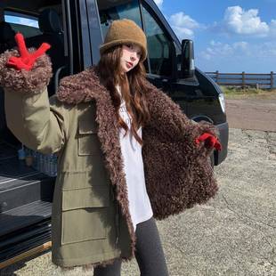 新款 绿c299 两面穿克服女冬加季 爆款 加绒厚保派暖 68军色复古工装