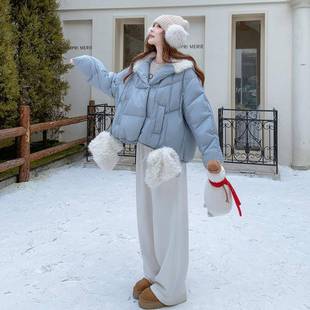 25美保暖面包 小个甜蓝B27 色小新学院风减龄羽子绒服女清冬季 新款