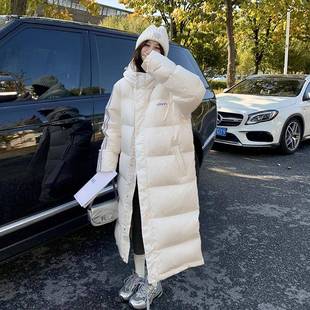 鸭白色羽绒服女冬季尚新款005-8888及韩版时长款踝加厚保暖白绒外