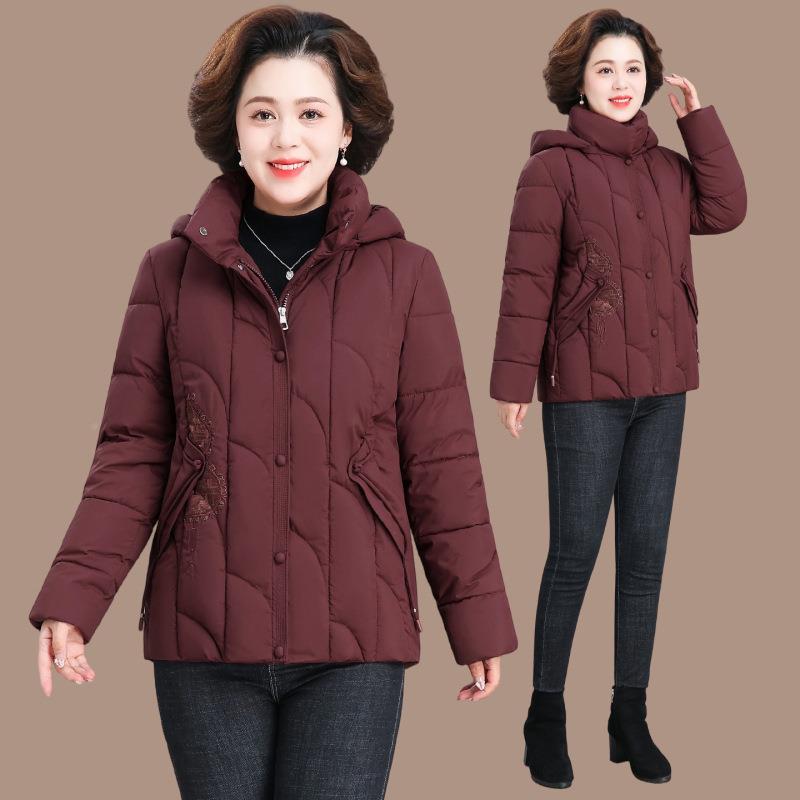 洋24-8809-气妈冬装羽棉绒棉加绒加厚袄新款服中老年女秋冬妈棉衣