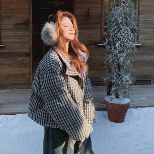 新C062 外绒套 881格子羽服宽松小个子款