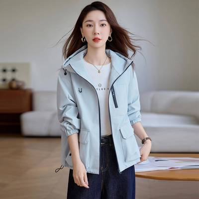 连帽外套女春个秋新款小子宽松休装闲百搭减ZXING690龄工短风款衣