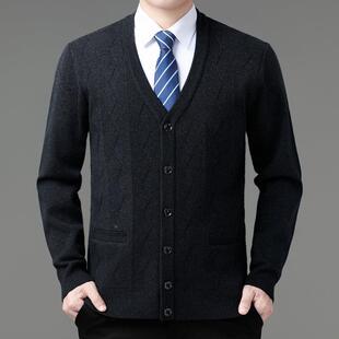 秋冬衫季羊衫中老爸年男士爸装开毛衣外套厚绒款商务267-B+羊毛衫