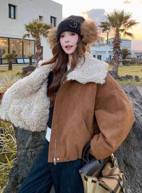 美拉德双面穿短款翻外领皮毛b171-XW一仿体新羊羔毛套女冬款保暖