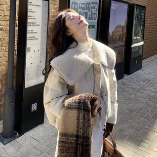 时尚 新款 暖小个子白鸭短 911绒女服保年冬季 米白色大绒翻领羽C20