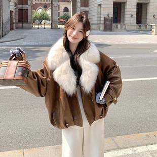 新款 689皮毛一胆外套 体内鸭绒白仿C161