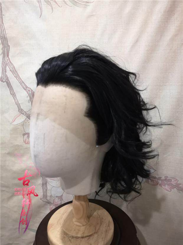 古风轩手钩假发大背头前蕾丝李秀赫夜行书生白毛鬼男款韩国鬼大人