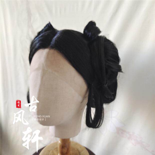 古风轩女款假发前手钩蕾丝中分配儒裙配汉服盘发定制