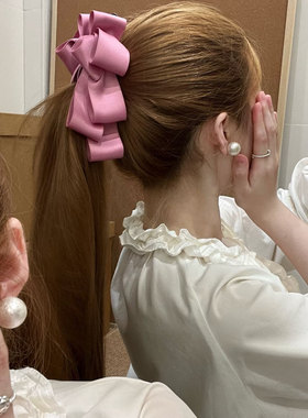 韩系缎面蝴蝶结香蕉夹女后脑勺抓夹头饰发卡高级感发夹马尾夹竖夹