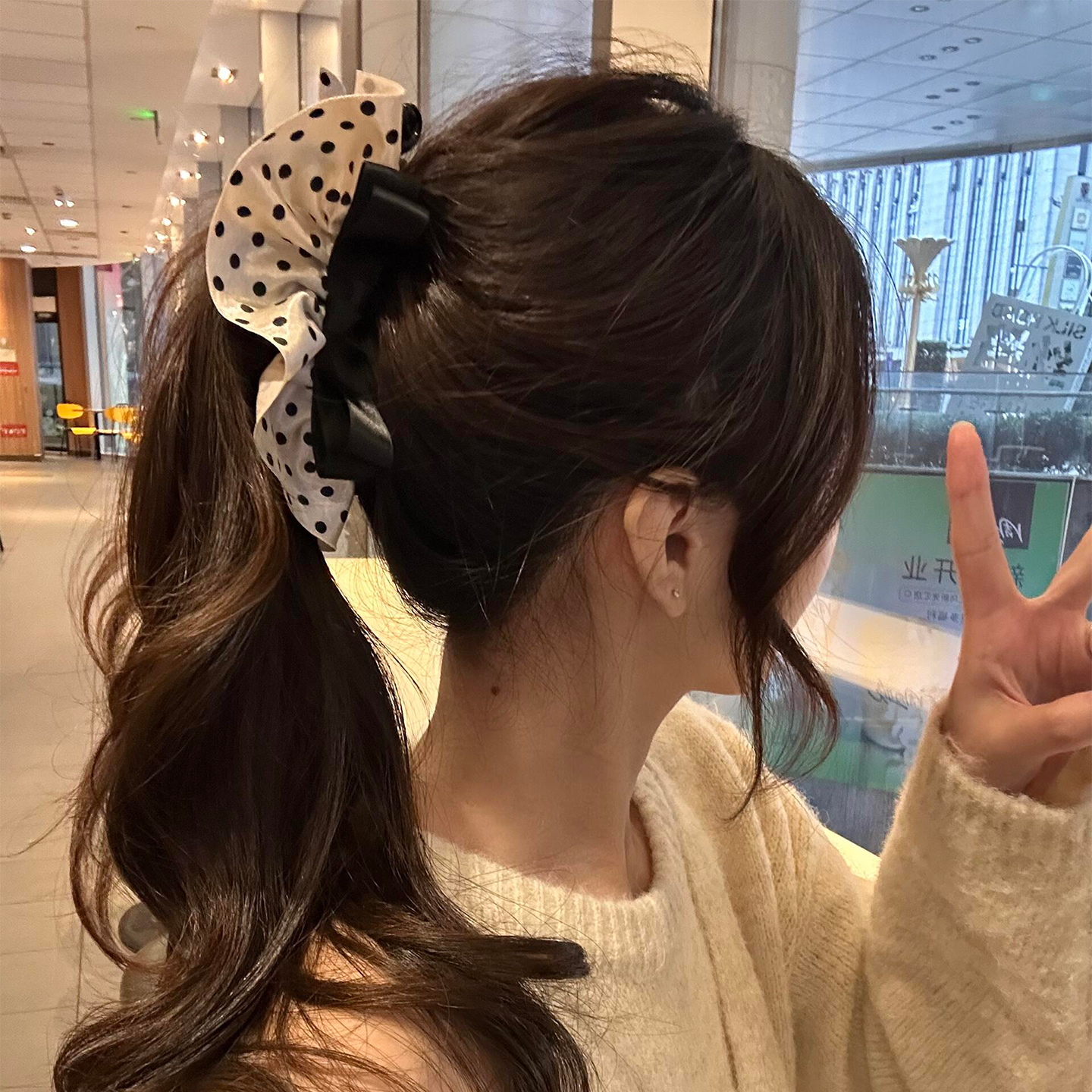 原创手作！波点裙摆蝴蝶结香蕉夹女发饰高级感发夹头饰马尾夹竖夹