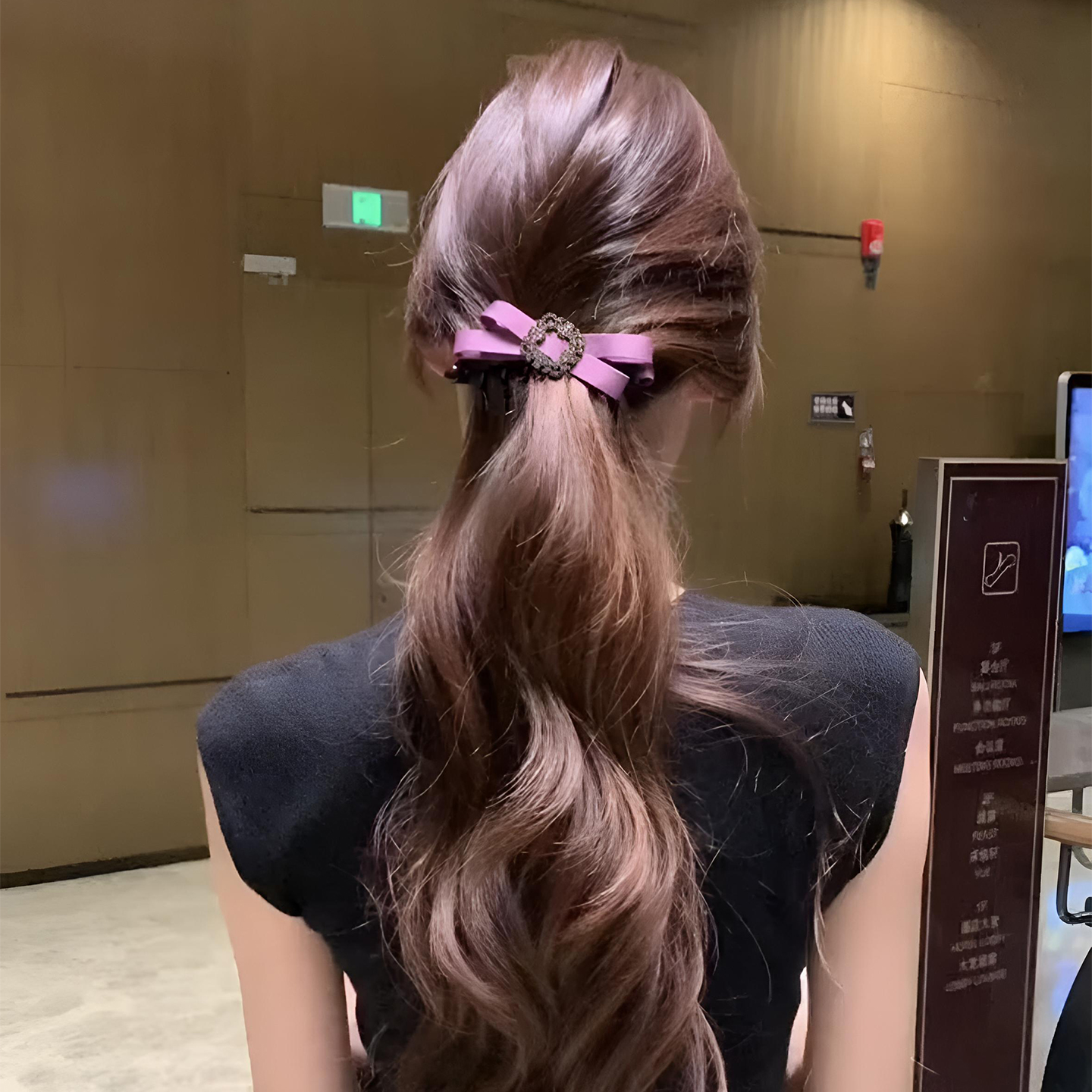 千金名媛风方形满钻蝴蝶结香蕉夹