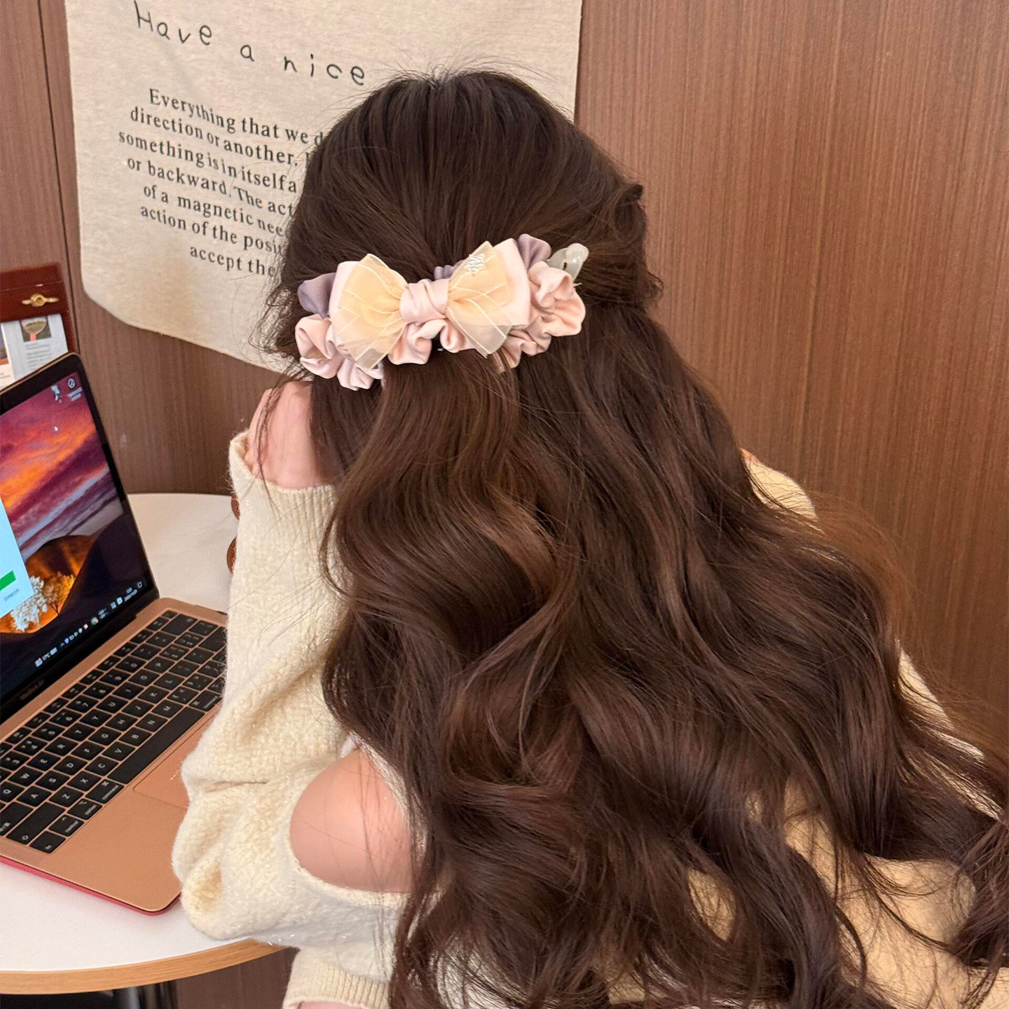 韩系粉色蕾丝蝴蝶结香蕉夹女后脑勺发夹头饰马尾夹竖夹发饰发卡,饰品/流行首饰/时尚饰品新,发饰,淘宝优惠券,粉丝福利购,淘宝优惠卷