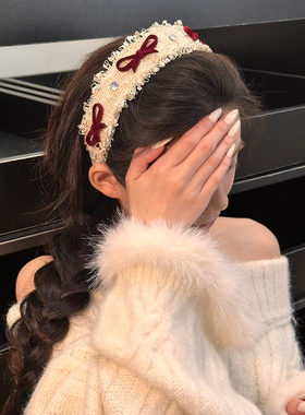 原创！法式小香风蝴蝶结宽边发箍女高颅顶压发头箍新年头发饰发卡