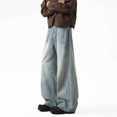 美式水洗复古直筒宽松休闲牛仔裤
