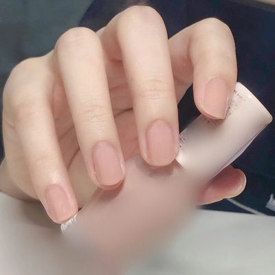 丝绒裸色短款穿戴甲片磨砂纯欲美甲成品贴片学生假指甲持久可拆卸