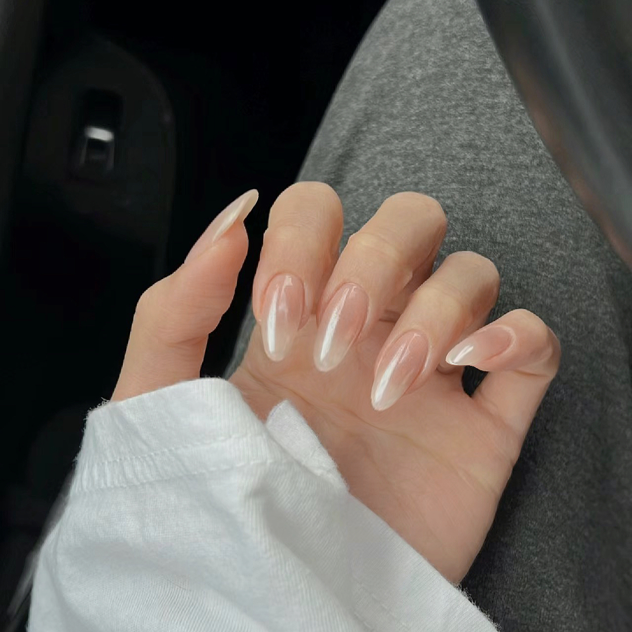 裸色极光新娘美甲成品贴片