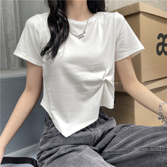 Real price real shot design sense kink short bottomed shirt BM top women's slim short sleeve T-shirt