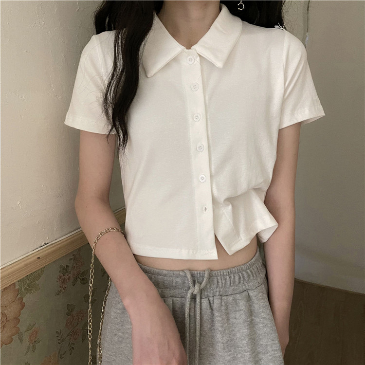 Real price real shot short sleeve T-shirt women's fashion Korean version slim polo shirt women's half sleeve summer polo collar