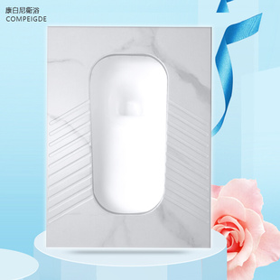 卫浴前排带弯头连体防溅便盆蹲坑便 防臭蹲便器岩板蹲厕水箱r套装