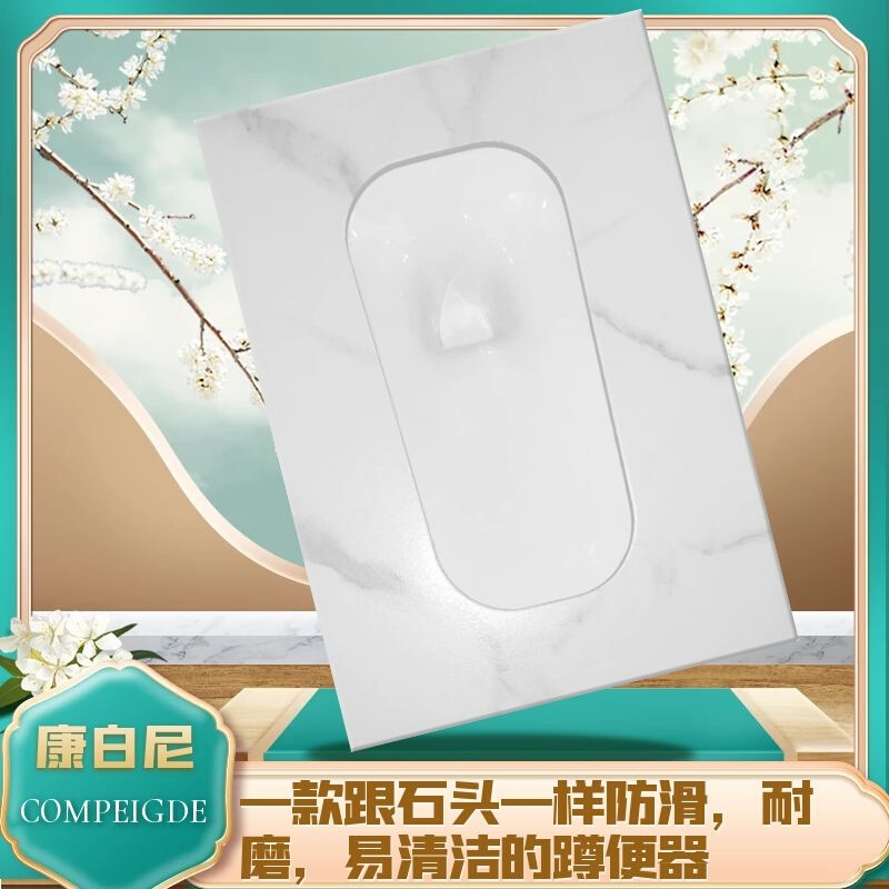 蹲便器防臭岩板防溅连体前排存水弯厕所蹲坑池冲水箱家用卫浴便盆