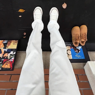 子 春秋男女直筒显瘦百搭长裤 美式 高街cleanfit黑色弯刀微喇牛仔裤