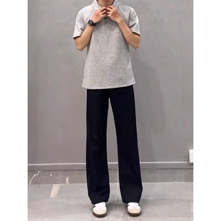 子 春秋男女直筒显瘦百搭长裤 美式 高街cleanfit黑色弯刀微喇牛仔裤