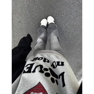 子 春秋男女直筒显瘦百搭长裤 美式 高街cleanfit黑色弯刀微喇牛仔裤