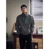 美式 游骑兵立领夹克外套男潮牌秋季 高街户外痞帅纯色运动机车上衣