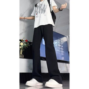 子 春秋男女直筒显瘦百搭长裤 美式 高街cleanfit黑色弯刀微喇牛仔裤