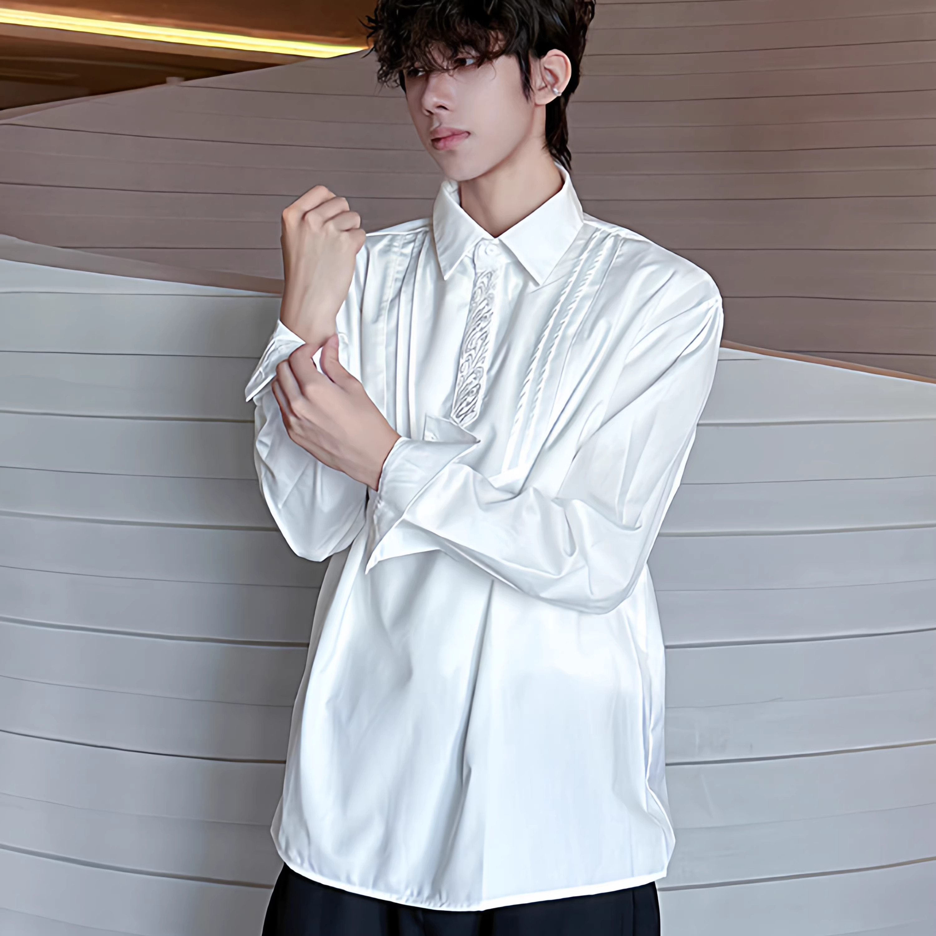 2026春秋新款美式复古刺绣长袖衬衫男女宽松休闲痞帅百搭情侣上衣,男装,衬衫,淘宝优惠券,粉丝福利购,淘宝优惠卷