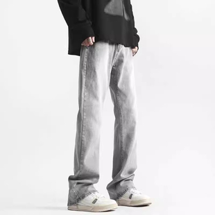 子 春秋男女直筒显瘦百搭长裤 美式 高街cleanfit黑色弯刀微喇牛仔裤